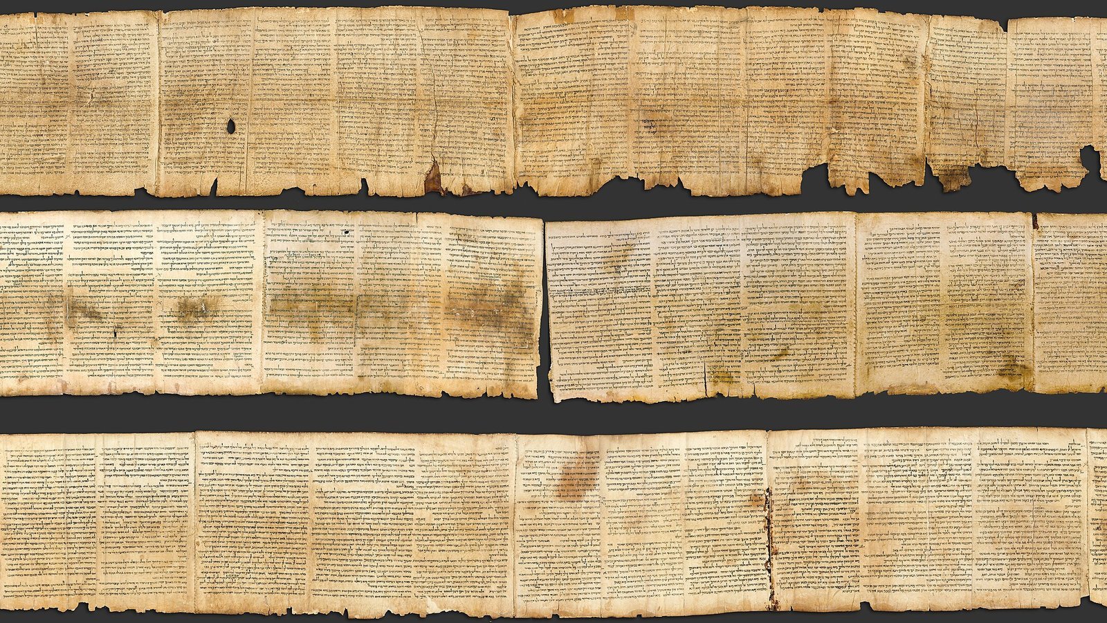 Columnas del Gran Rollo de Isaías (1QIsa a), uno de los manuscritos del Mar Muerto hallados en Qumrán (Wikimedia Commons, dominio público)